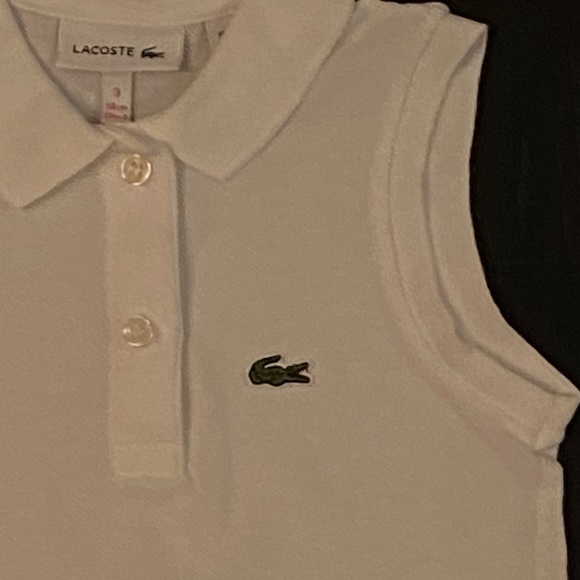 Authentic LACOSTE White Pique Polo Shirt Girls Size 3 Years - Picture 4 of 4